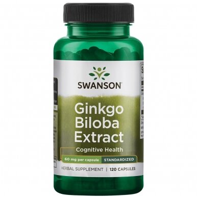 GINKGO BILOBA STANDARTIZUOTA 60MG 120 KAPS. (SWANSON, JAV)