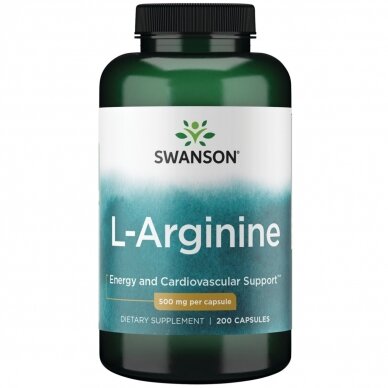 L-ARGININAS 500 MG 200 KAPS. (SWANSON, JAV)