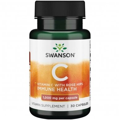 VITAMINAS C SU ERŠKĖTUOGĖMIS 1000MG 30 KAPS. (SWANSON, JAV)