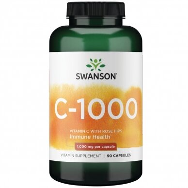 VITAMINAS C SU ERŠKĖTUOGĖMIS 1000MG 90 KAPS. (SWANSON, JAV)