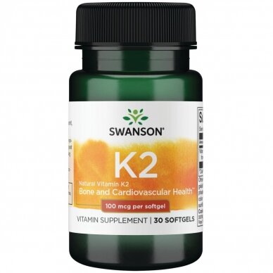 VITAMINAS K2 100 MCG (NATŪRALUS) 30 KAPS. (SWANSON, JAV)